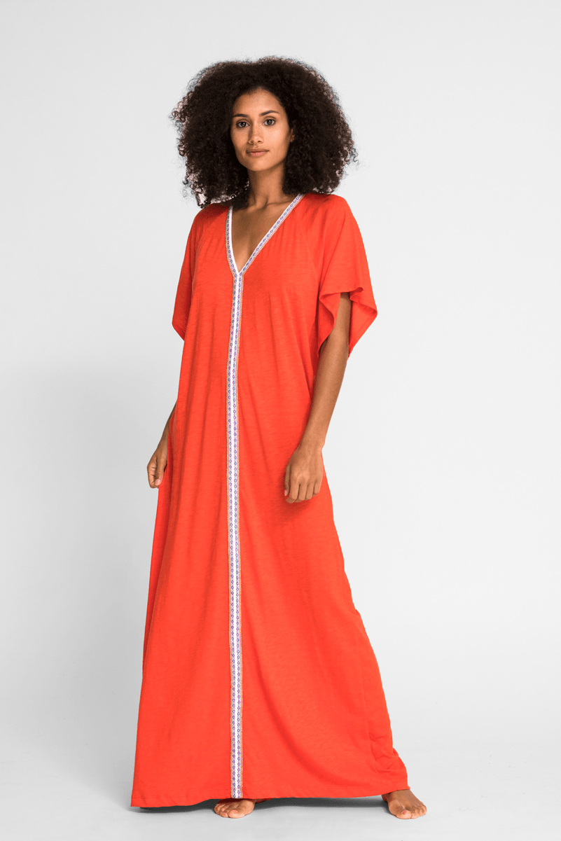 Pima Abaya: Blood Orange / Petite