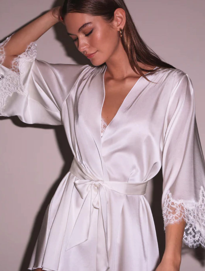 Fleur du Mal Beaded Lace Angel Sleeve Robe