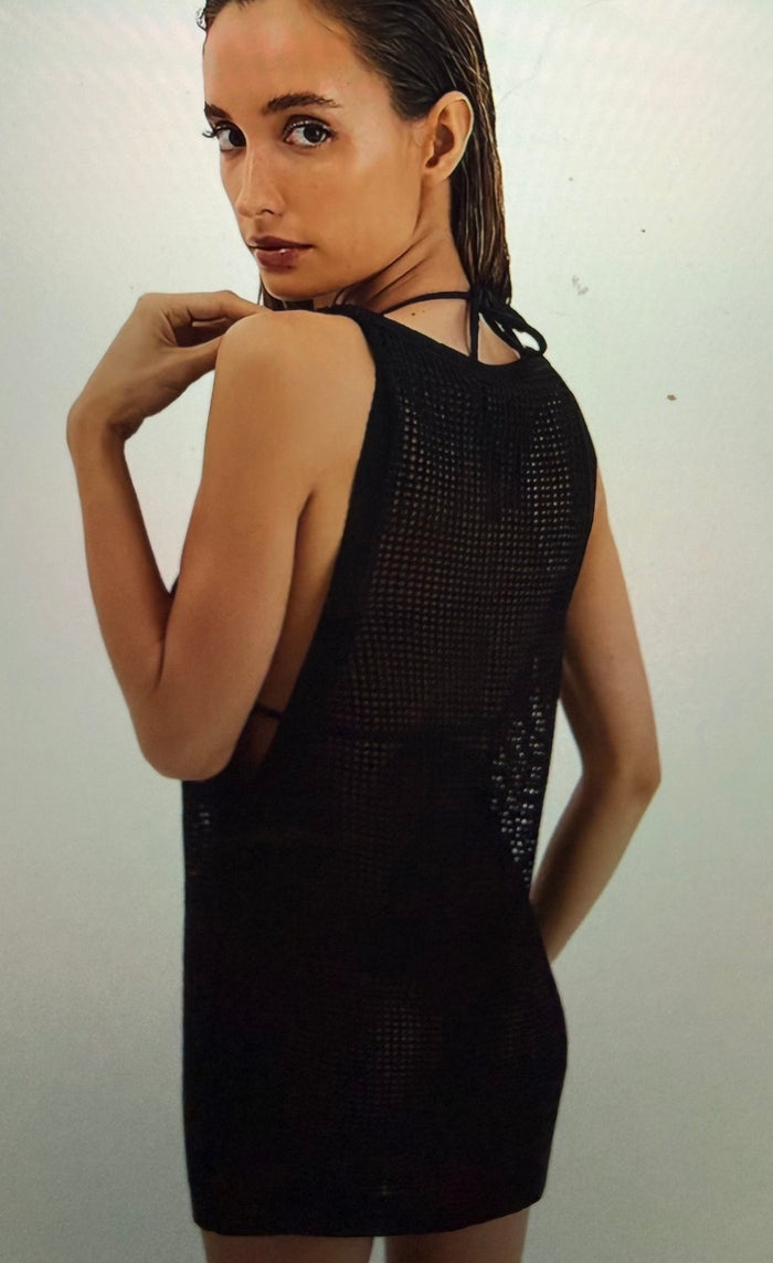 Knit Erika Short Cover Up -Black