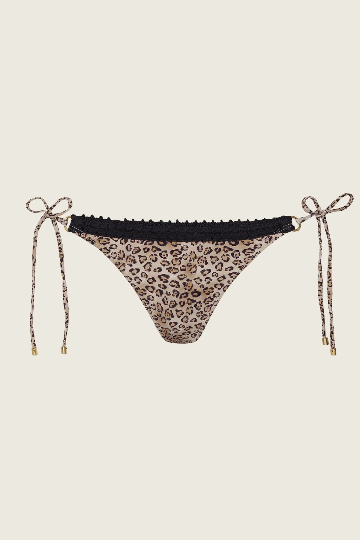 Leopard Carrie Crochet Trim Tie Side Bikini Bottoms Full