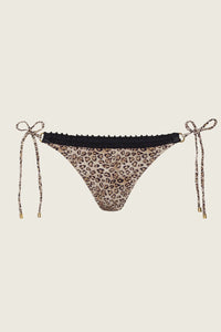 Leopard Carrie Crochet Trim Tie Side Bikini Bottoms Full