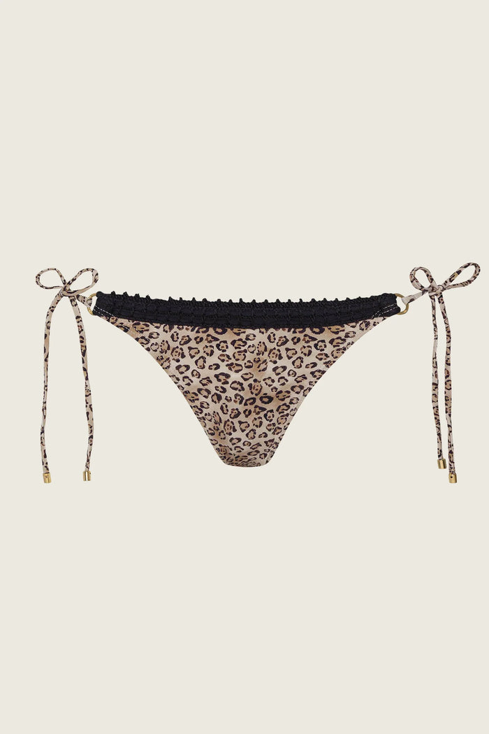 Leopard Carrie Crochet Trim Tie Side Bikini Bottoms Full