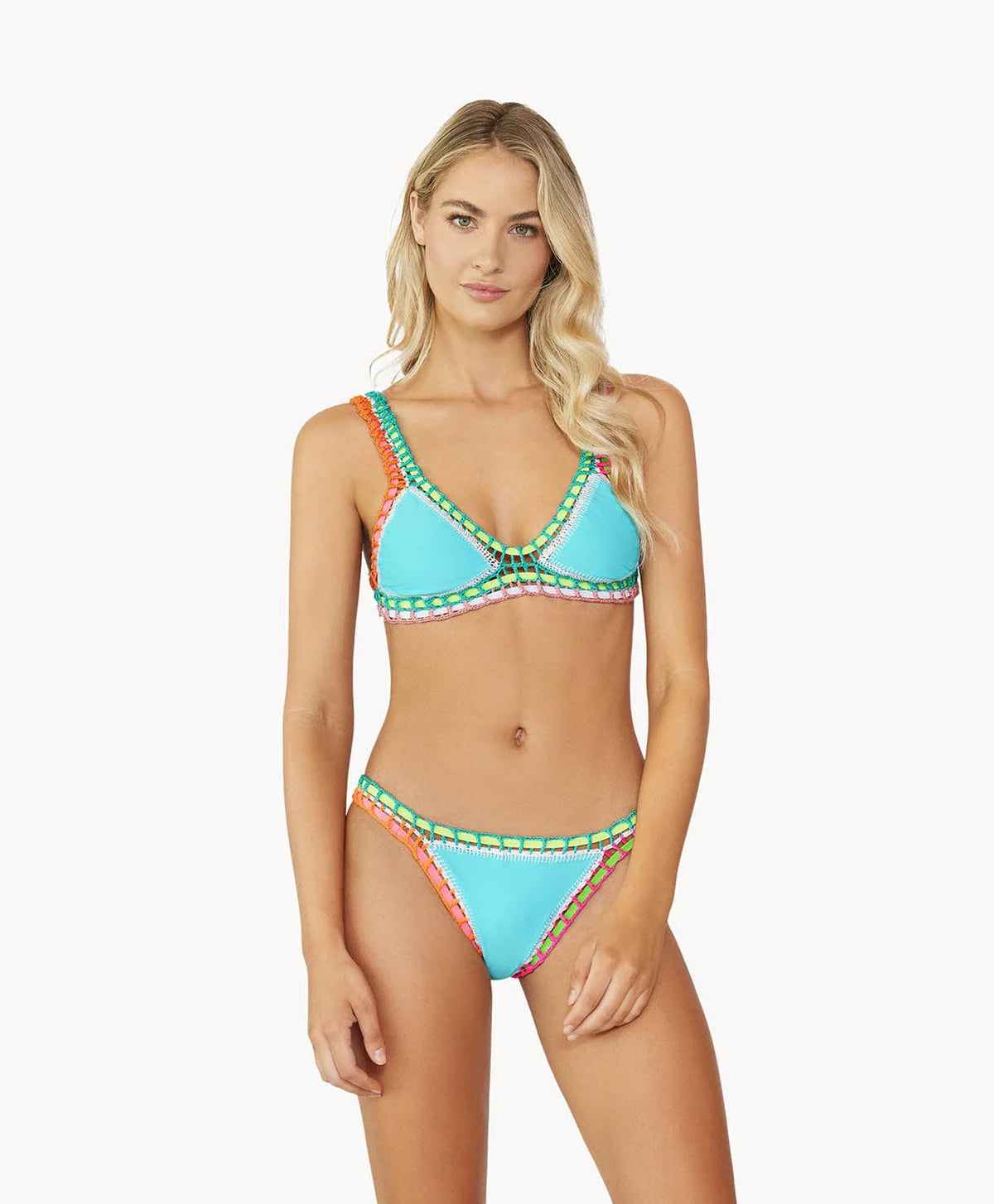 Crochet Bikini Bottom in Pacific Blue