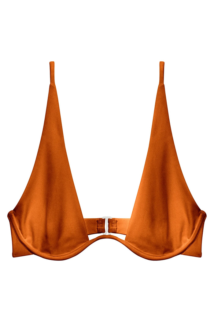 Paloma Underwire Adjustable Bikini Top in Bronze Sheen