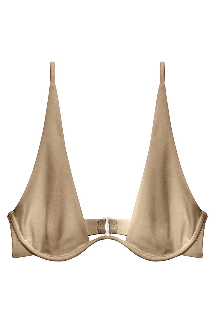 Paloma Underwire Adjustable Bikini Top in Taupe Sheen