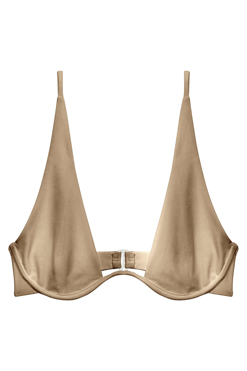 Paloma Underwire Adjustable Bikini Top in Taupe Sheen