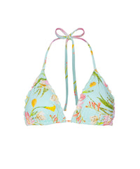 Embroidered Lettuce Edge Bikini Top in Petal
