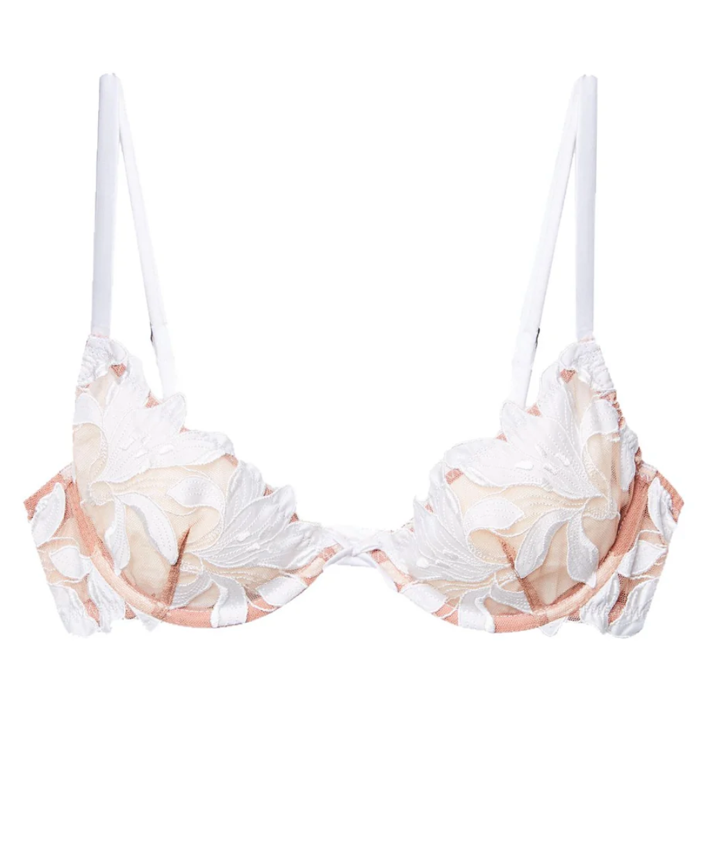 Fleur du Mal Lily Embroidery Plunge Demi Bra