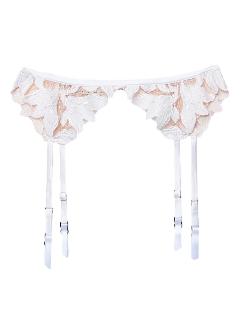 Fleur du Mal Lily Embroidery Garter Belt