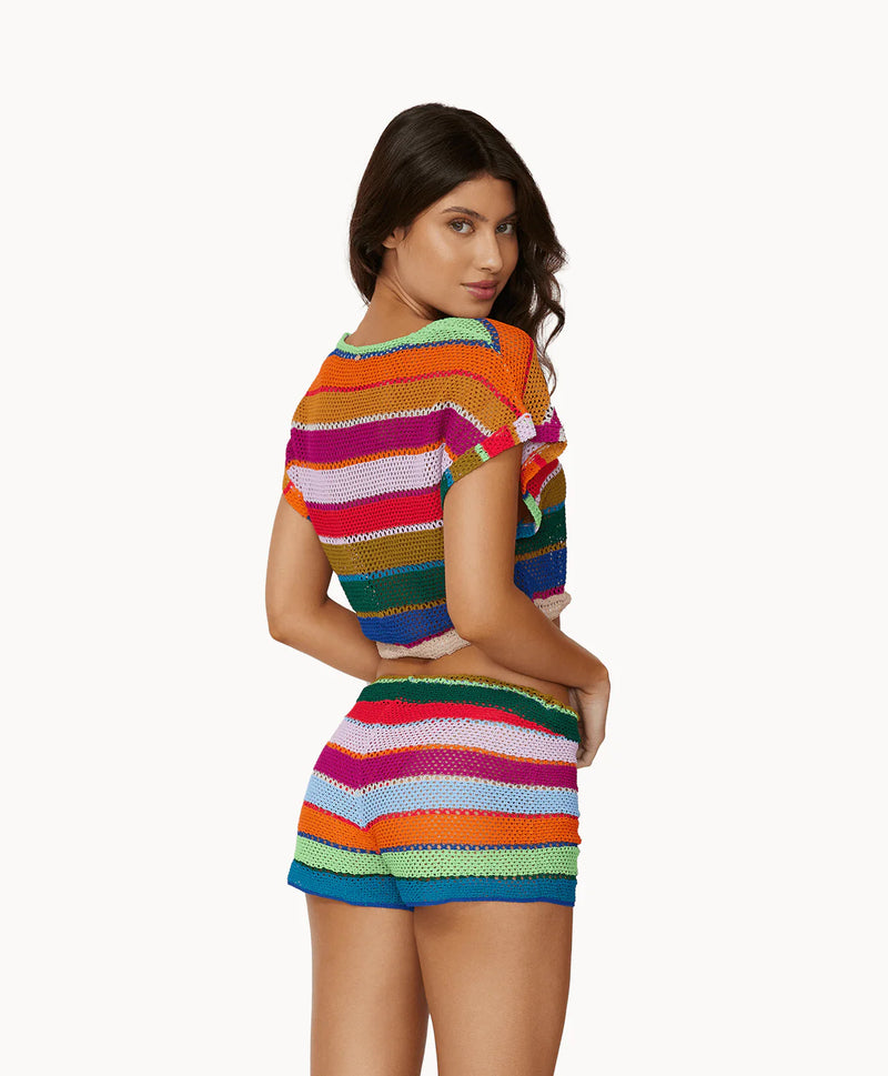 Multi Color Boho Crop Top